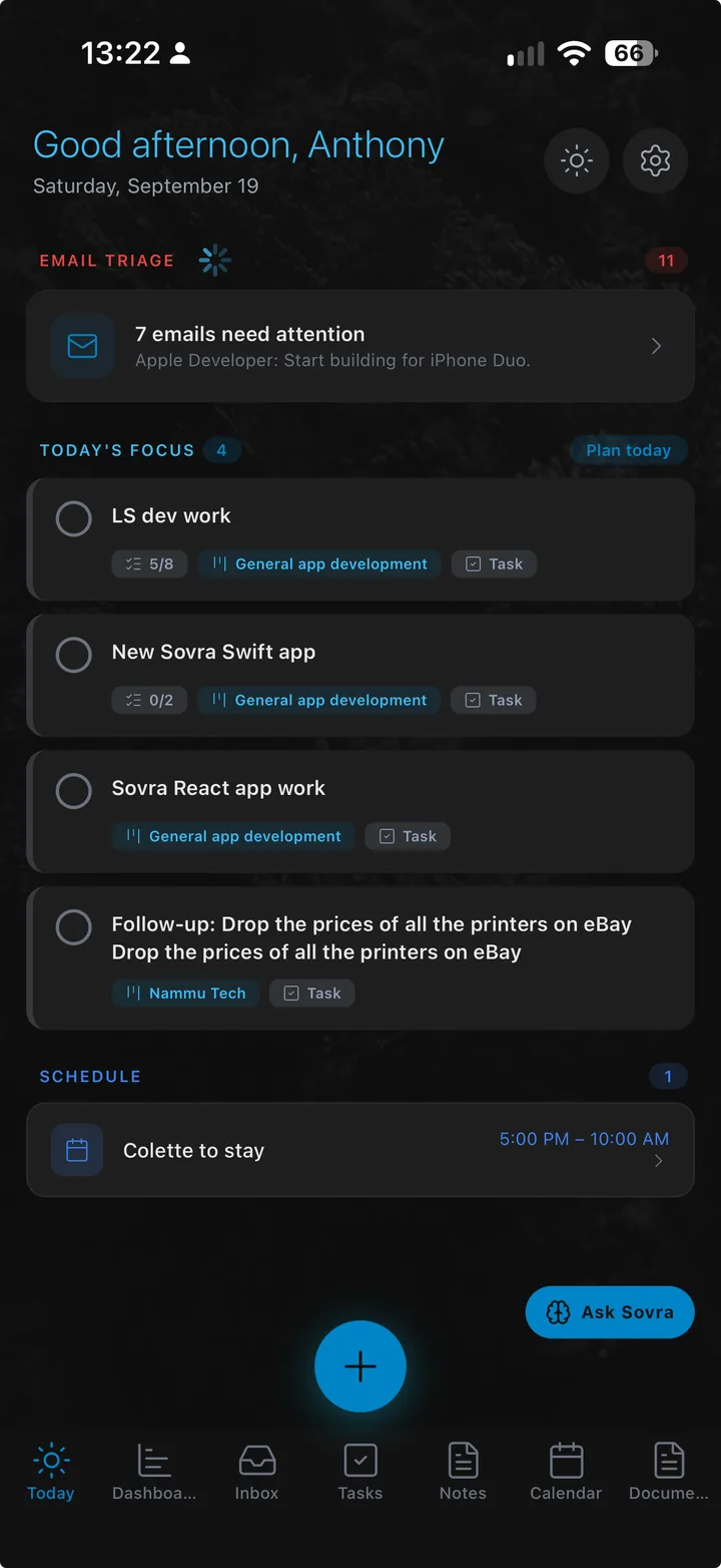 Sovra AI productivity interface